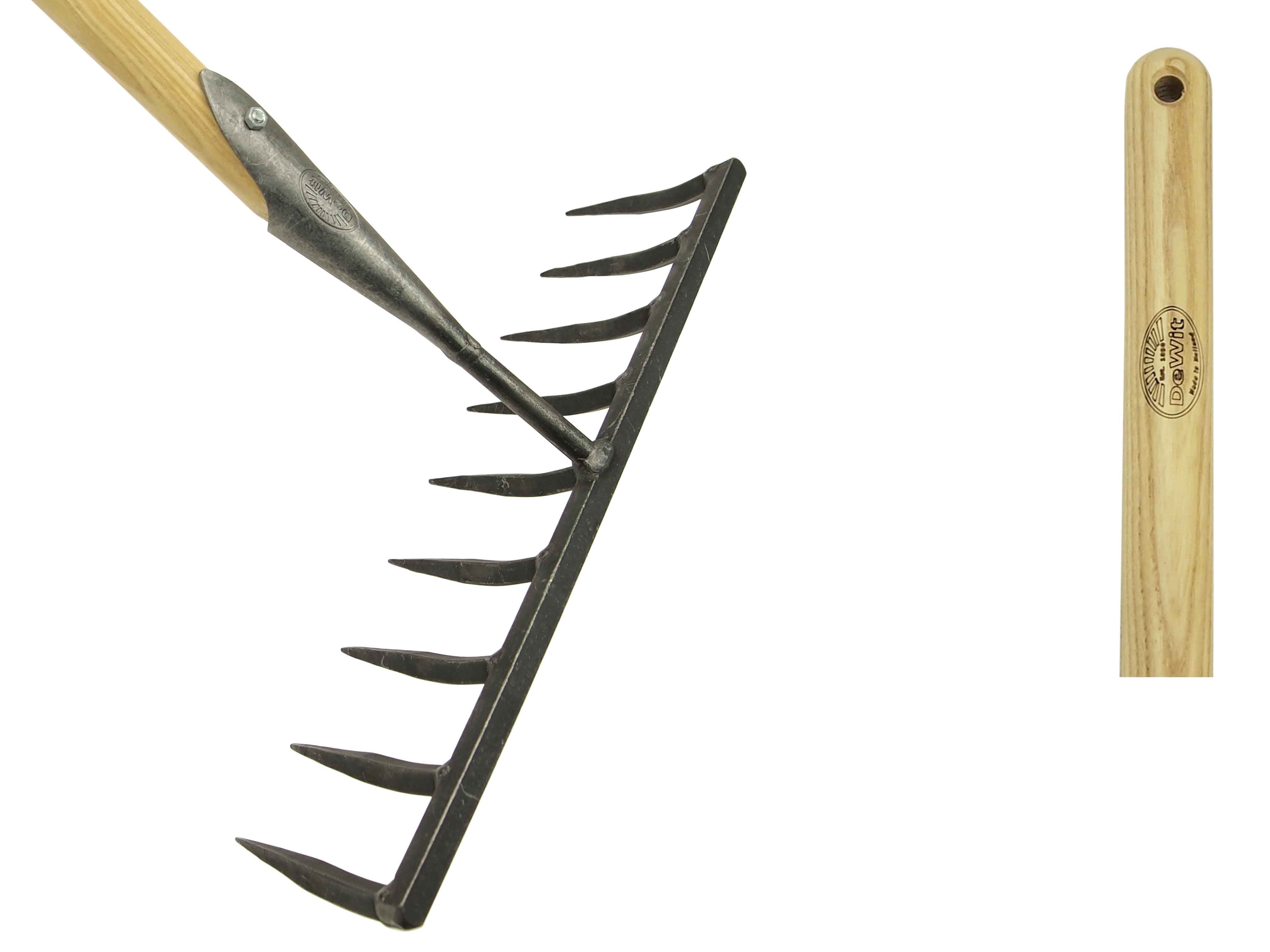 Veggy garden seeding rake with 9 square forged tines and 170cm handle